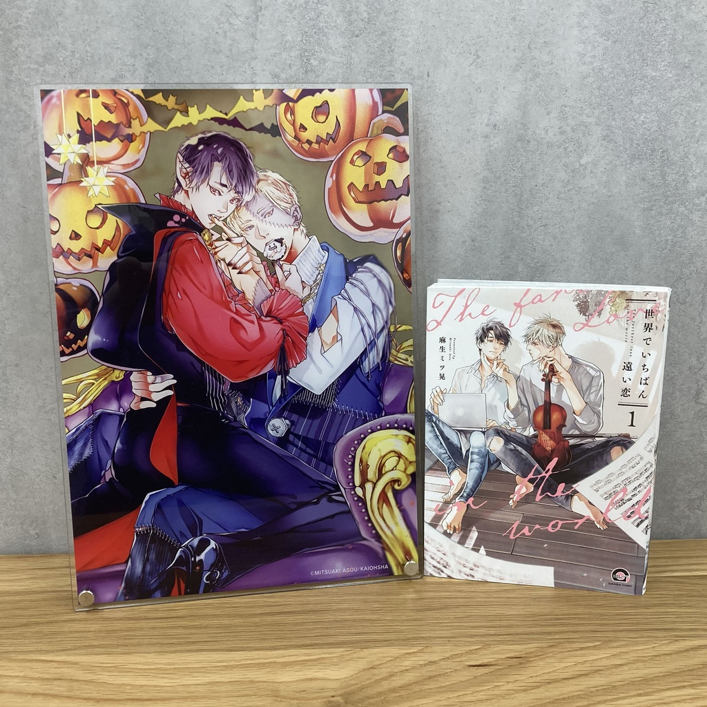 【GUSH22周年記念 表紙イラスト投票企画】アクリルプレート(描きおろし漫画ペーパー1種付) 麻生ミツ晃先生「世界でいちばん遠い恋」