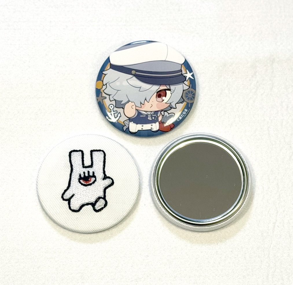 【非公式】もちもち&あらいぐま刺繍缶バ風ミニミラー