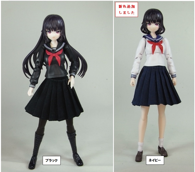 1/12サイズ布スカート セミロング プリーツスカート 腹部用パイプ付