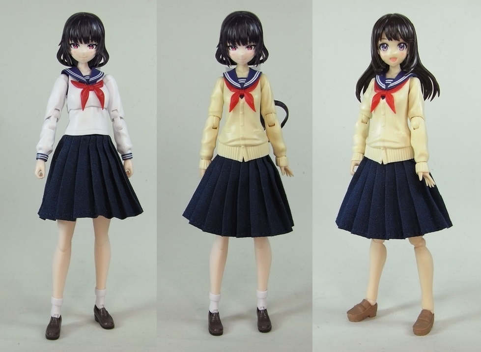 1/12サイズ布スカート セミロング プリーツスカート 腹部用パイプ付