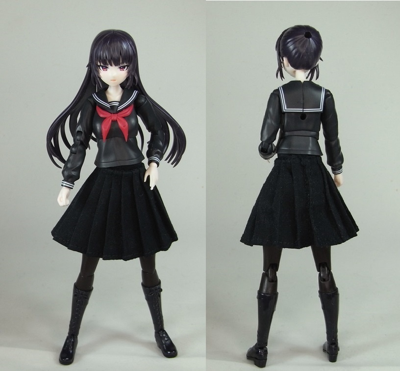 1/12サイズ布スカート セミロング プリーツスカート 腹部用パイプ付