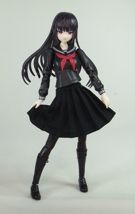 1/12サイズ布スカート セミロング プリーツスカート 腹部用パイプ付