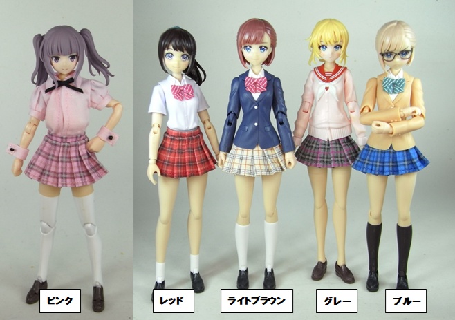 1/12サイズ 布スカート タータンチェックプリーツスカート タイプA