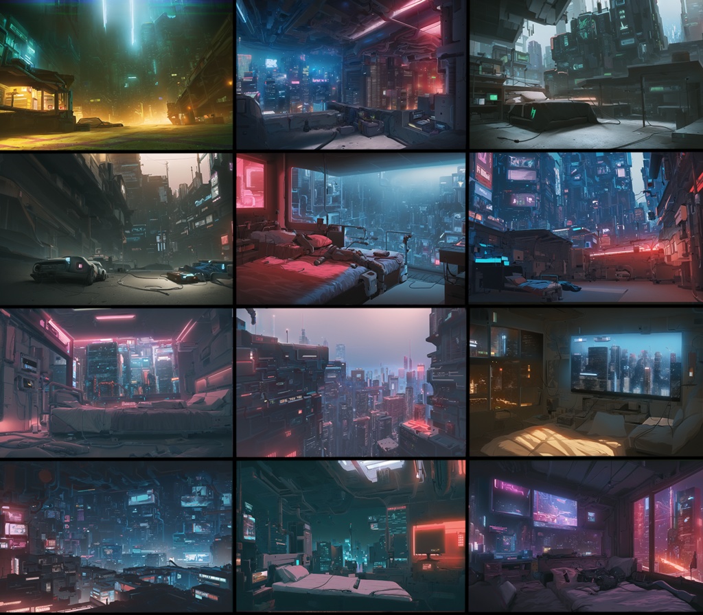 【著作権フリー背景素材集】SF・サイバーパンク④ 街中・室内70種