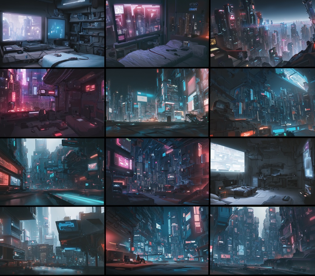 【著作権フリー背景素材集】SF・サイバーパンク④ 街中・室内70種