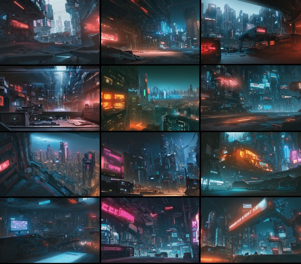 【著作権フリー背景素材集】SF・サイバーパンク④ 街中・室内70種