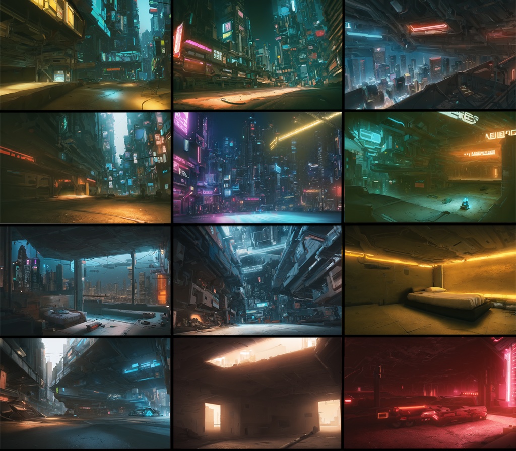 【著作権フリー背景素材集】SF・サイバーパンク④ 街中・室内70種