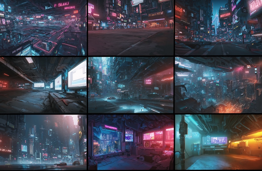 【著作権フリー背景素材集】SF・サイバーパンク⑤ 街・室内70種