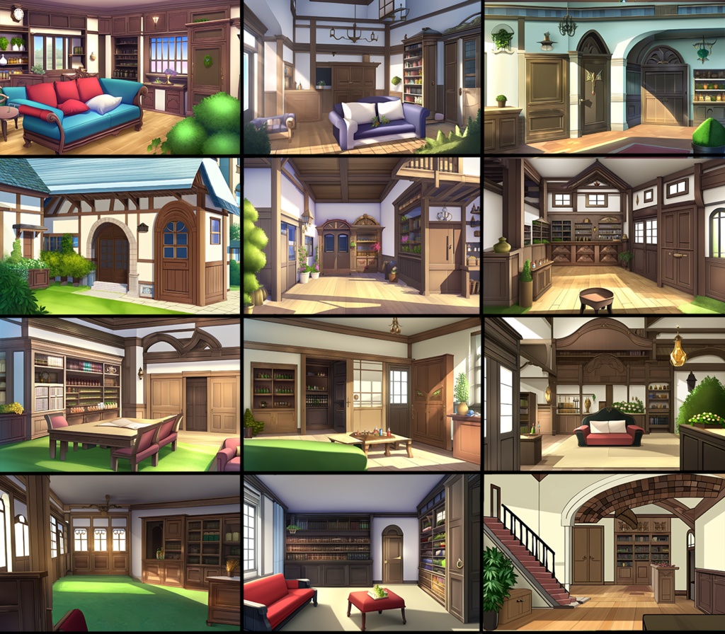 【著作権フリー背景素材集】ファンタジーショップ70種