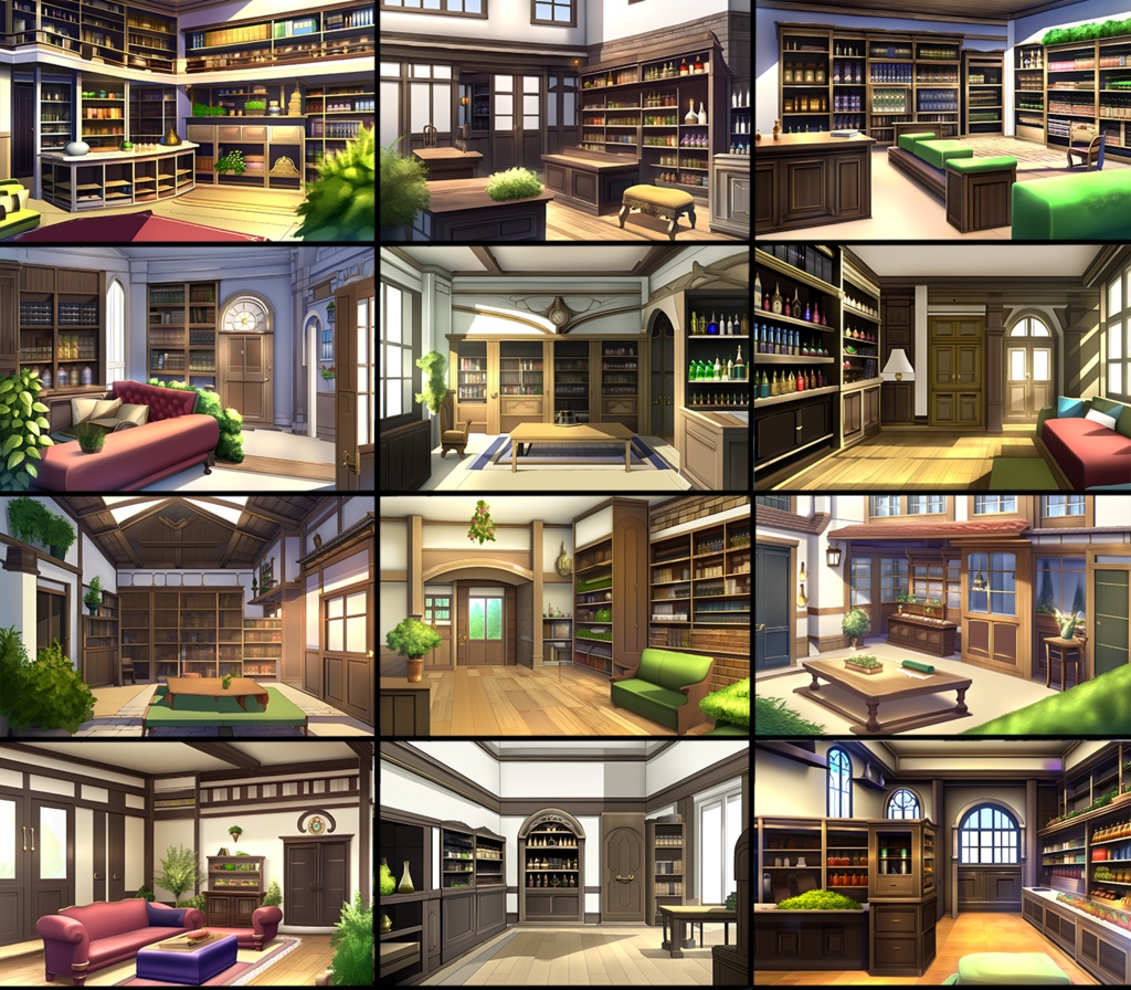 【著作権フリー背景素材集】ファンタジーショップ70種