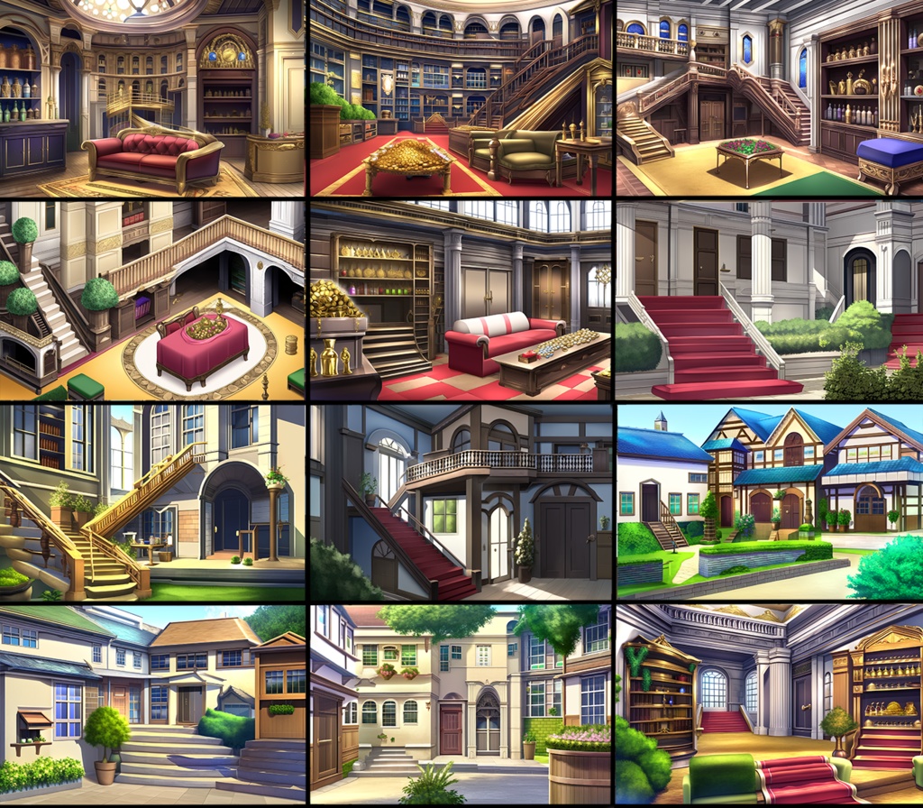 【著作権フリー背景素材集】ファンタジーショップ70種