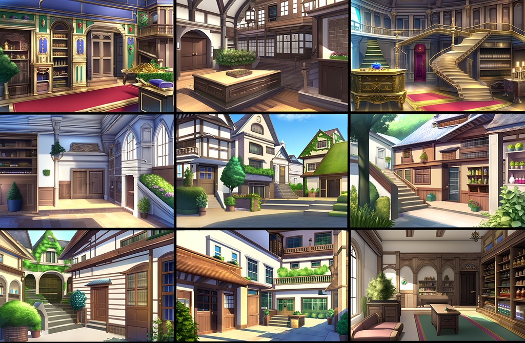 【著作権フリー背景素材集】ファンタジーショップ70種