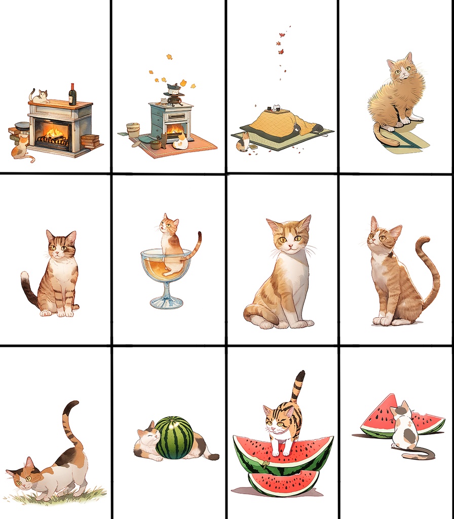 【著作権フリー素材集】猫イラスト110種
