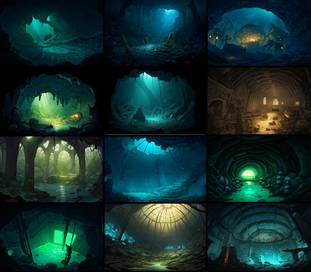 【著作権フリーファンタジー背景素材集】地下・水中都市70種