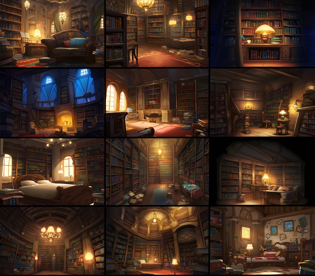 【著作権フリーファンタジー背景素材集】書斎70種