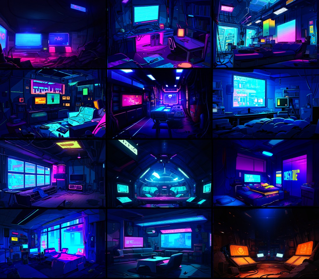 【著作権フリー背景素材集】SF・サイバーパンク⑥(街中・室内) 70種