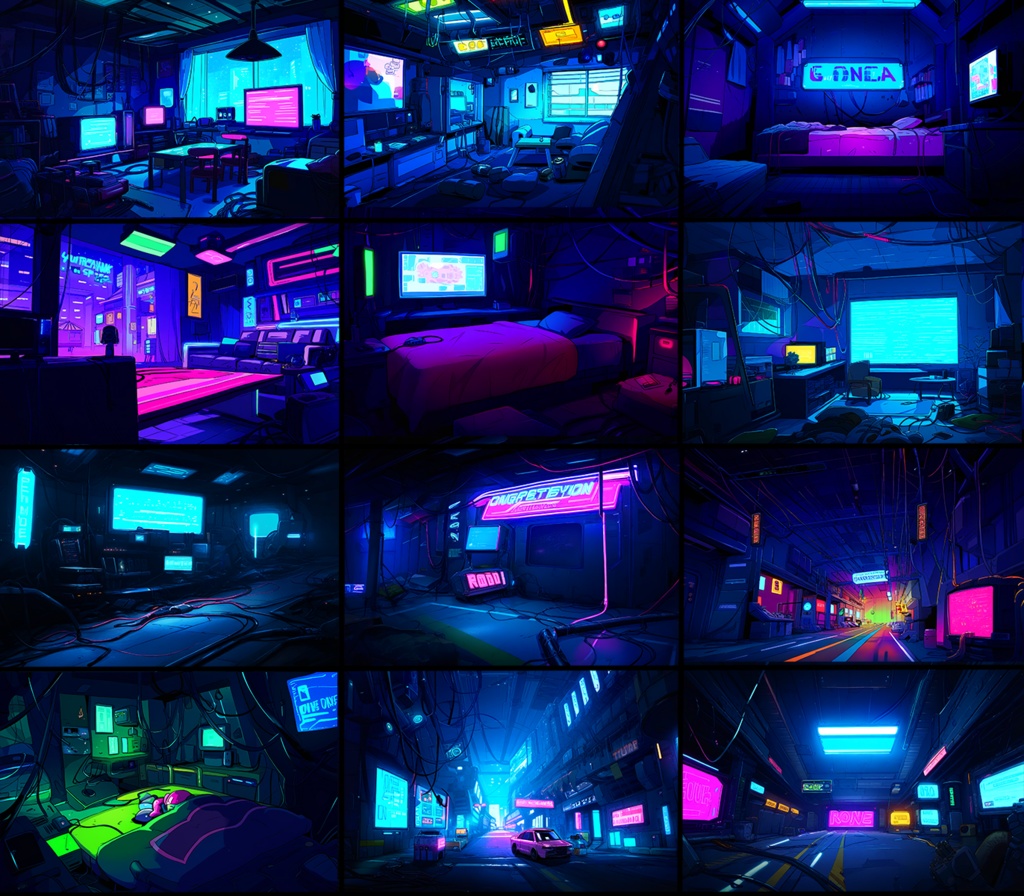 【著作権フリー背景素材集】SF・サイバーパンク⑥(街中・室内) 70種