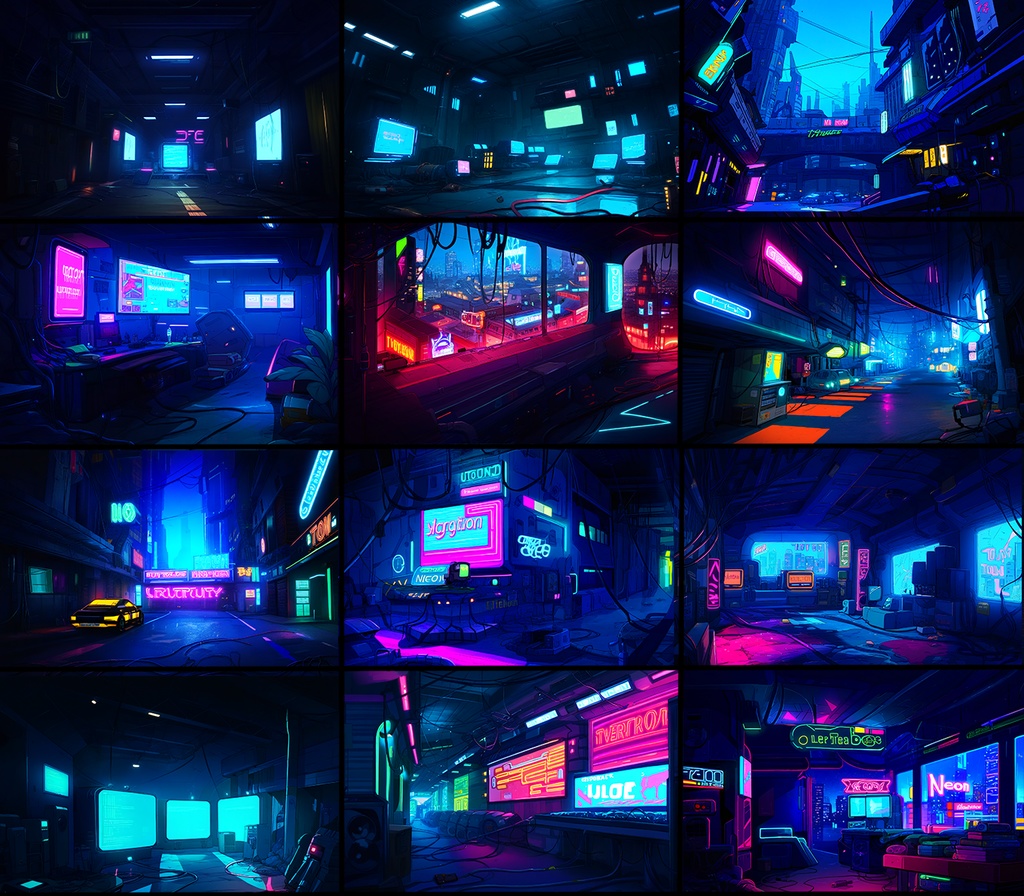 【著作権フリー背景素材集】SF・サイバーパンク⑥(街中・室内) 70種