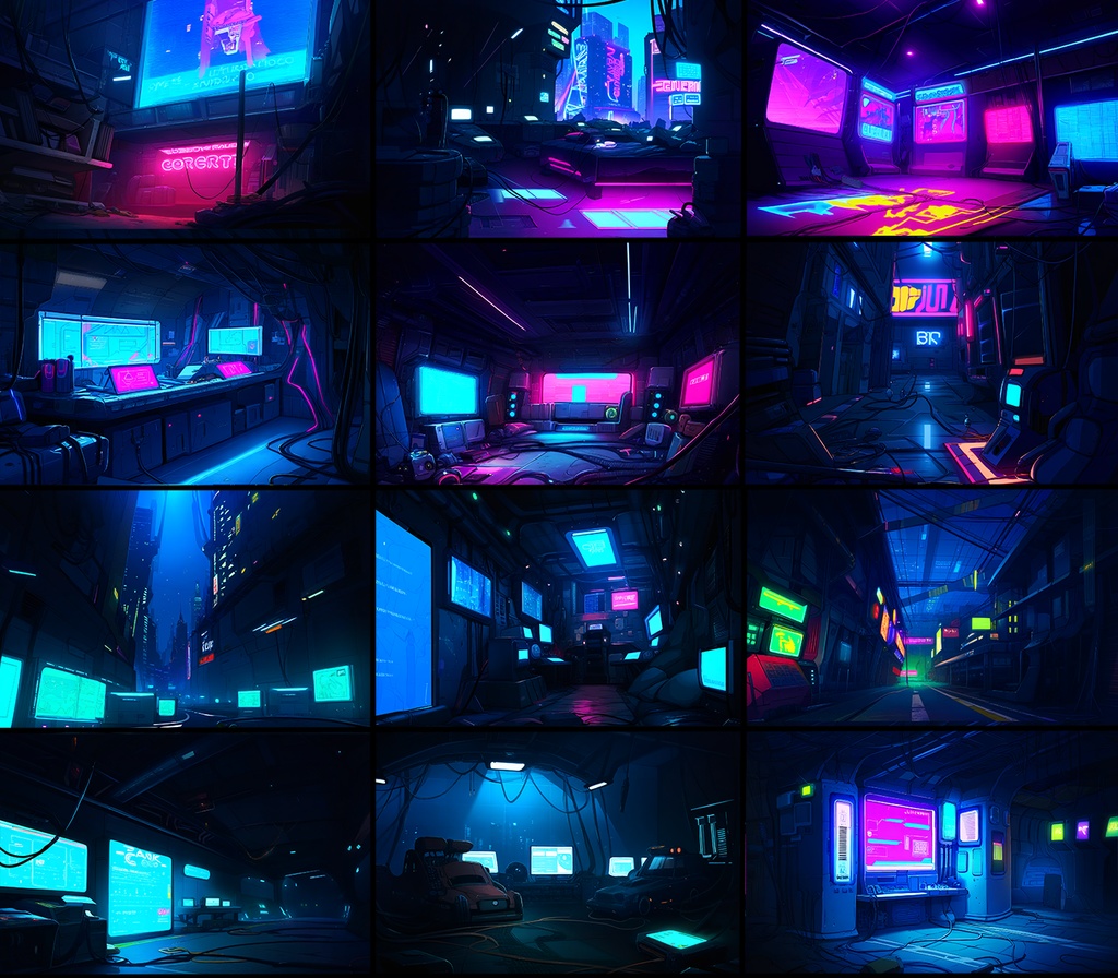 【著作権フリー背景素材集】SF・サイバーパンク⑥(街中・室内) 70種