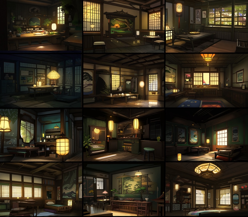 【著作権フリー背景素材集】和風ファンタジー『黒』70種