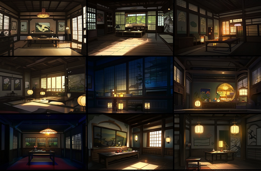 【著作権フリー背景素材集】和風ファンタジー『黒』70種