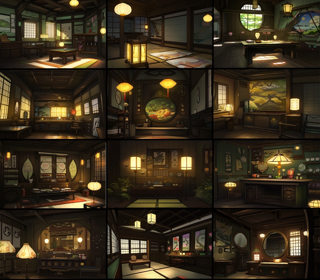 【著作権フリー背景素材集】和風ファンタジー『黒』70種