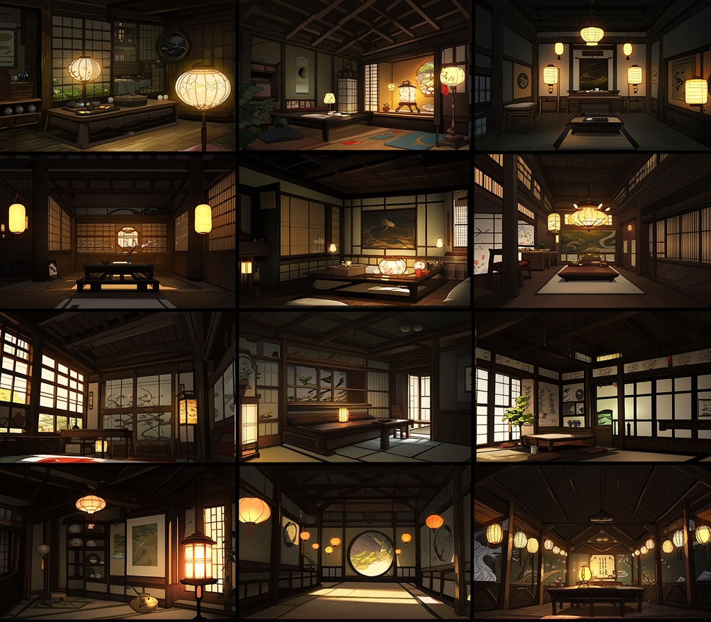 【著作権フリー背景素材集】和風ファンタジー『黒』70種