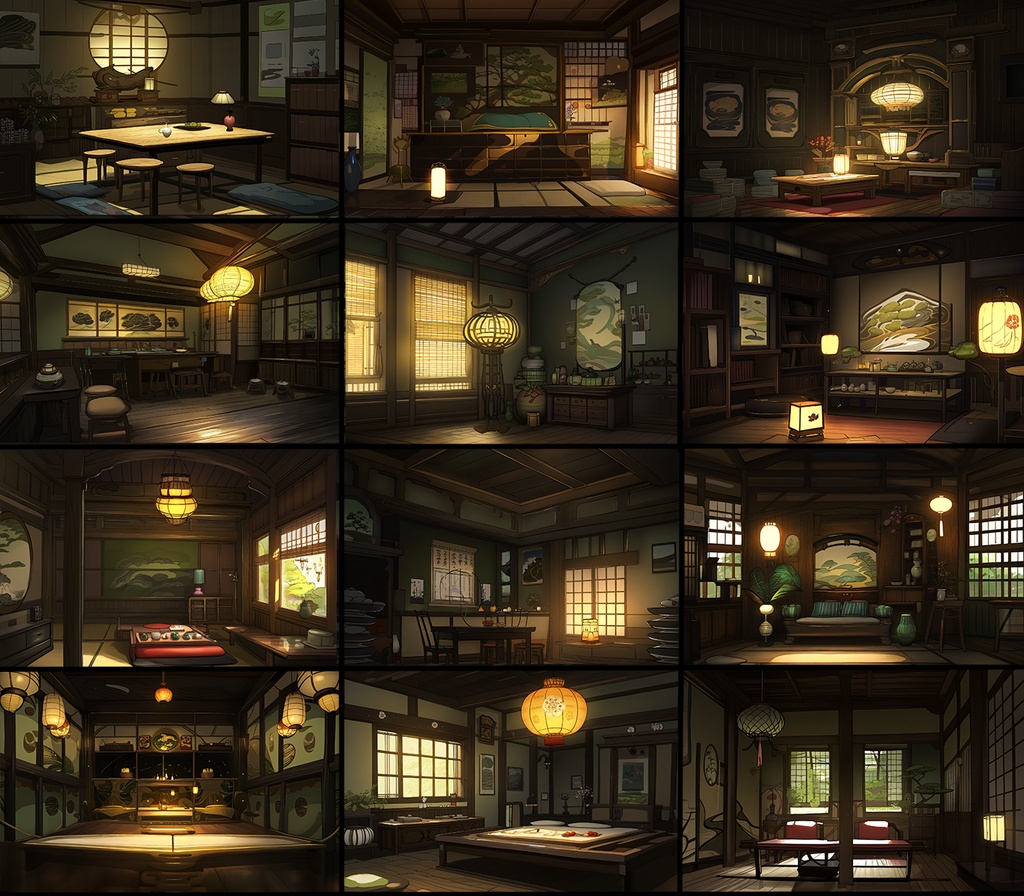 【著作権フリー背景素材集】和風ファンタジー『黒』70種