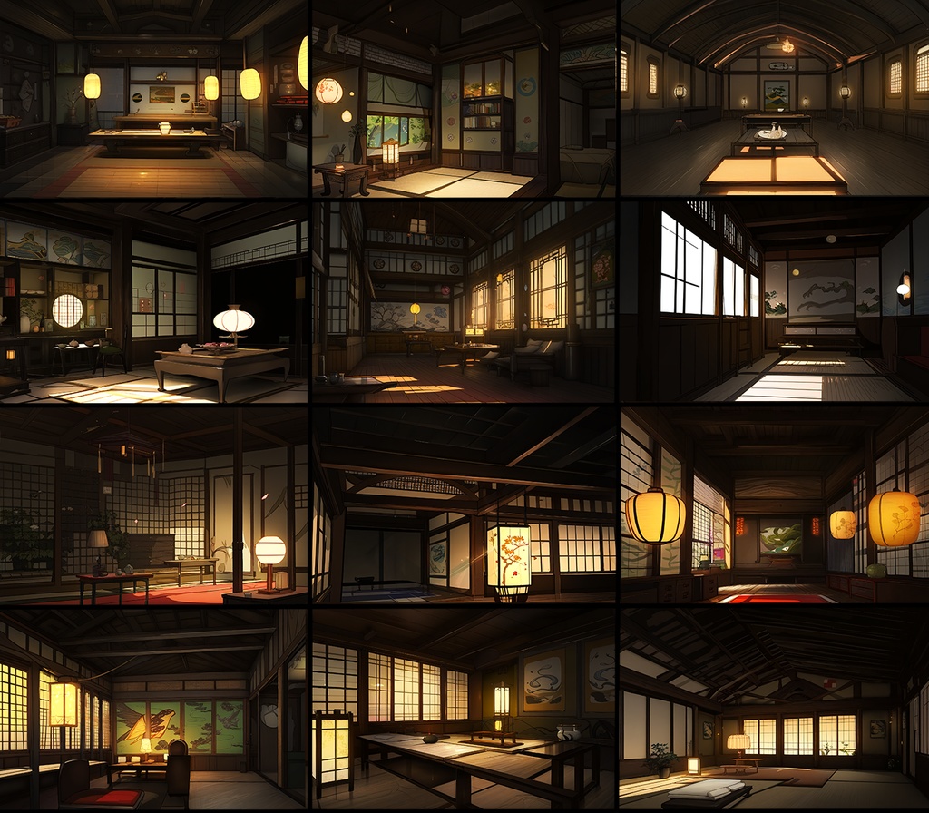 【著作権フリー背景素材集】和風ファンタジー『黒』70種