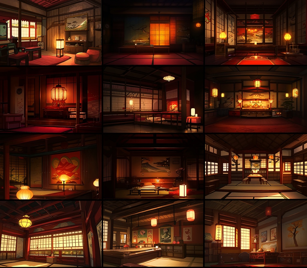 【著作権フリー背景素材集】和風ファンタジー『赤』70種