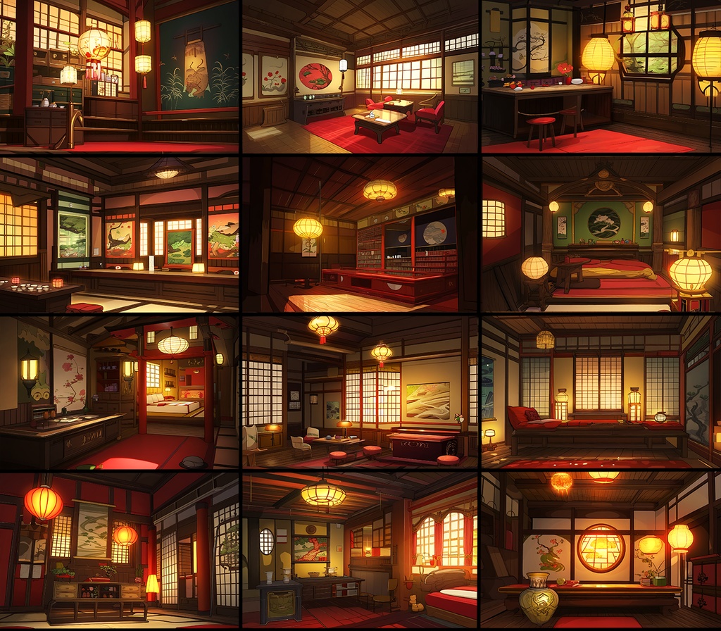 【著作権フリー背景素材集】和風ファンタジー『赤』70種