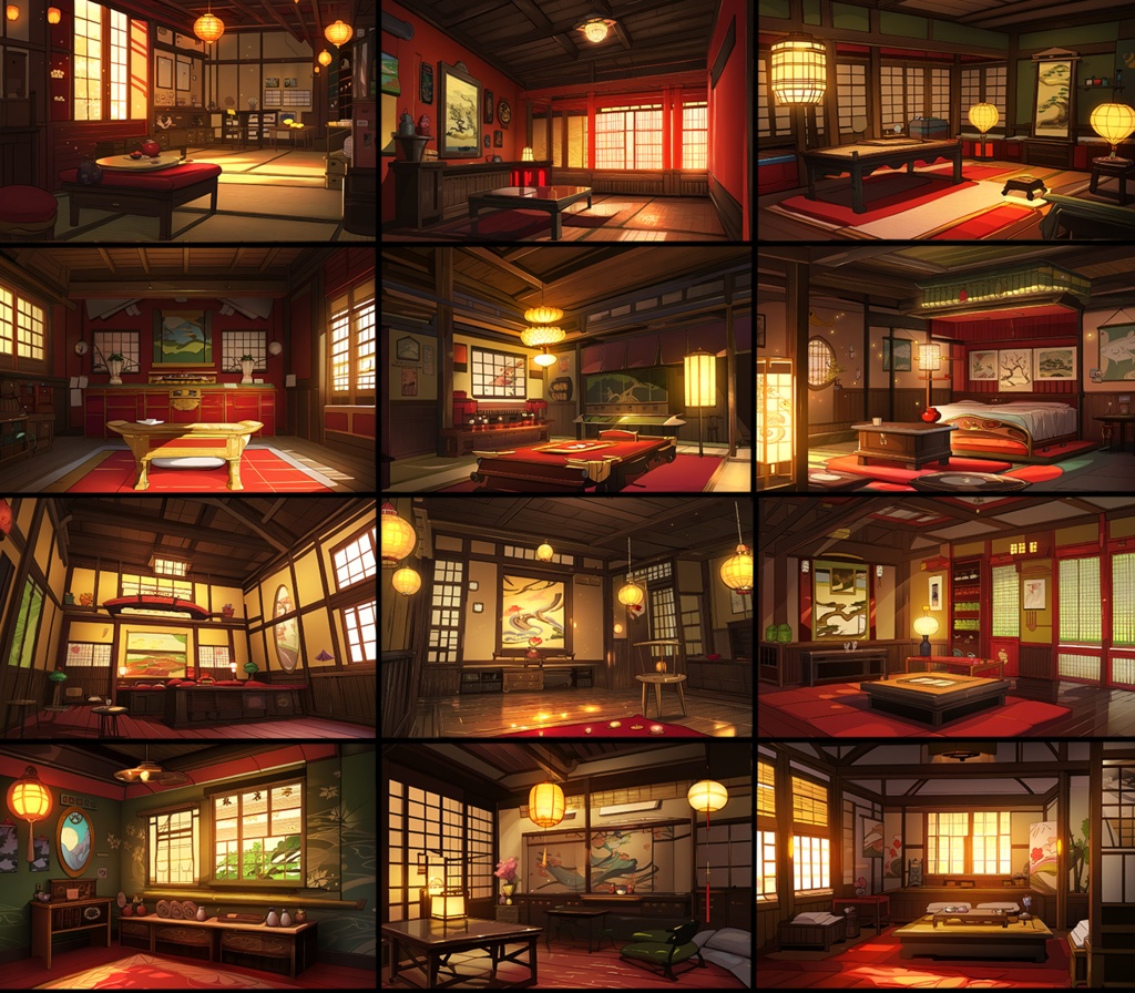 【著作権フリー背景素材集】和風ファンタジー『赤』70種