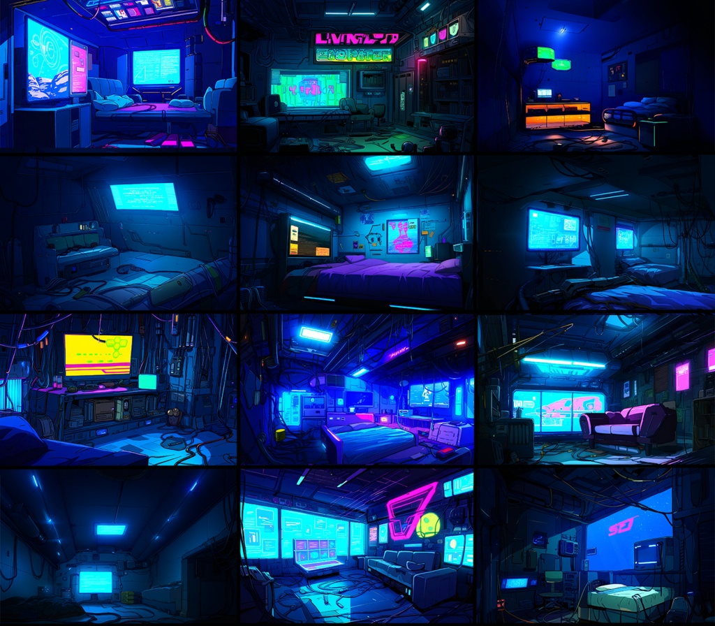 【著作権フリー背景素材集】SF・サイバーパンク⑦(室内) 70種