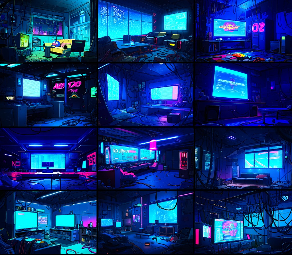 【著作権フリー背景素材集】SF・サイバーパンク⑦(室内) 70種