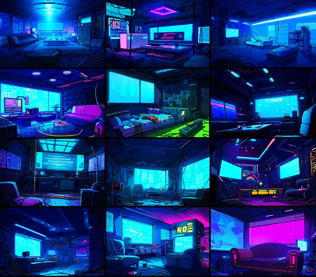 【著作権フリー背景素材集】SF・サイバーパンク⑦(室内) 70種