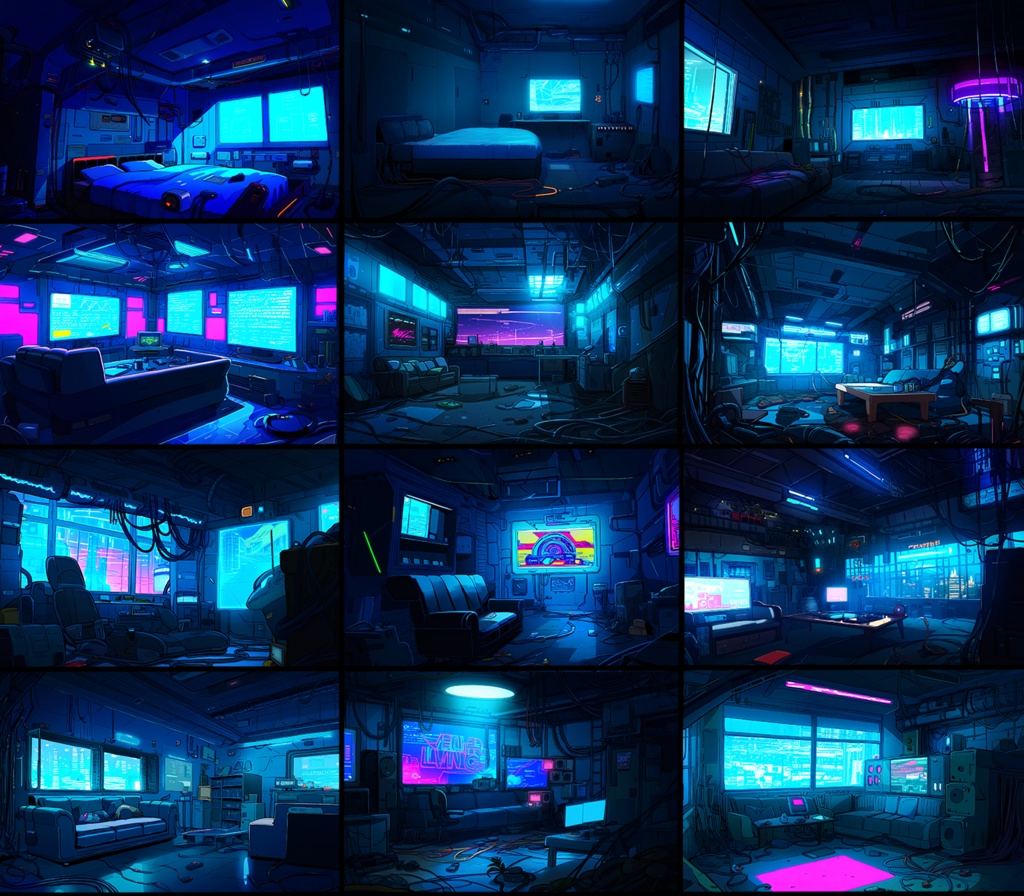 【著作権フリー背景素材集】SF・サイバーパンク⑦(室内) 70種