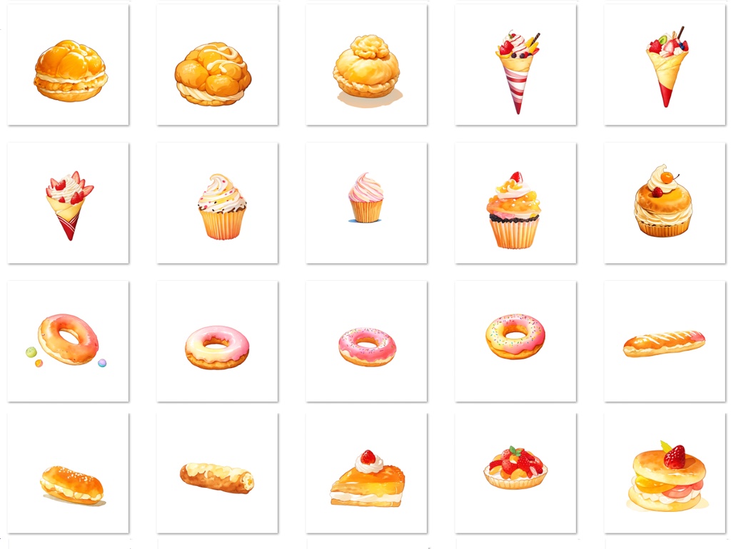 【著作権フリー素材集】ケーキ・スイーツイラスト②150種