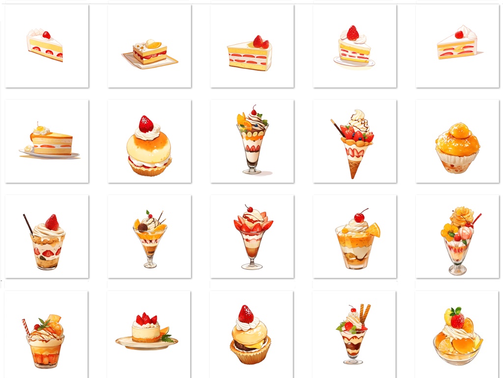 【著作権フリー素材集】ケーキ・スイーツイラスト②150種