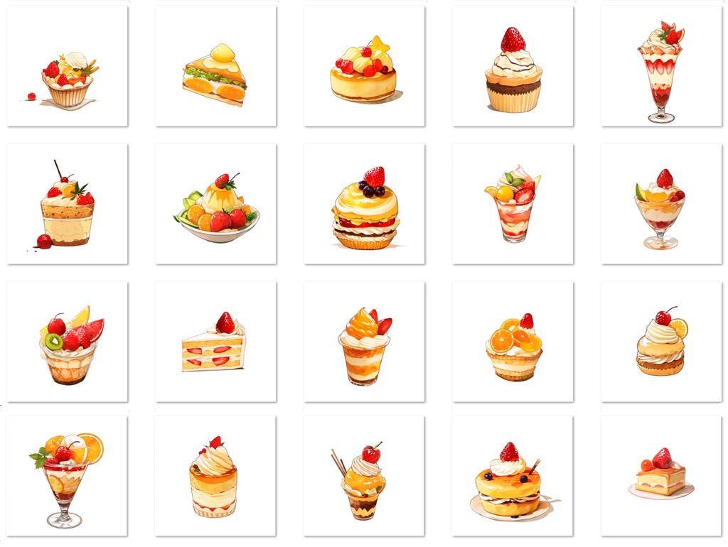 【著作権フリー素材集】ケーキ・スイーツイラスト②150種