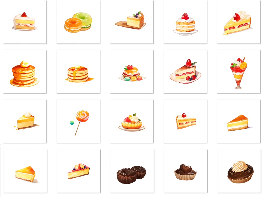 【著作権フリー素材集】ケーキ・スイーツイラスト②150種