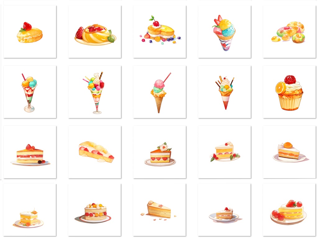 【著作権フリー素材集】ケーキ・スイーツイラスト②150種