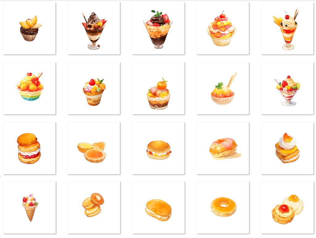 【著作権フリー素材集】ケーキ・スイーツイラスト②150種