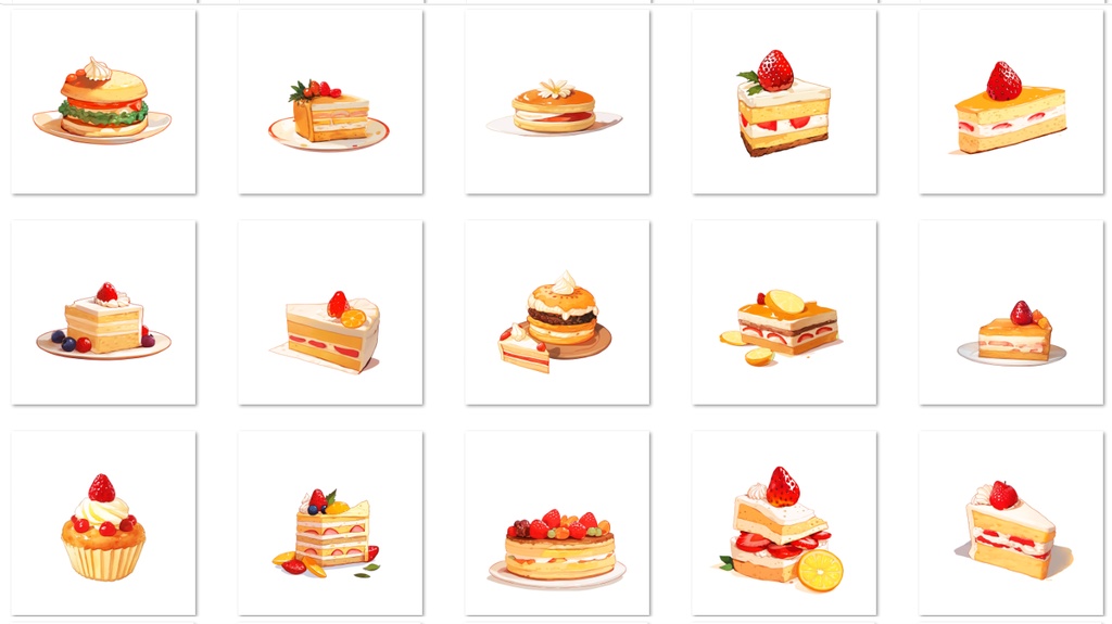 【著作権フリー素材集】ケーキ・スイーツイラスト②150種