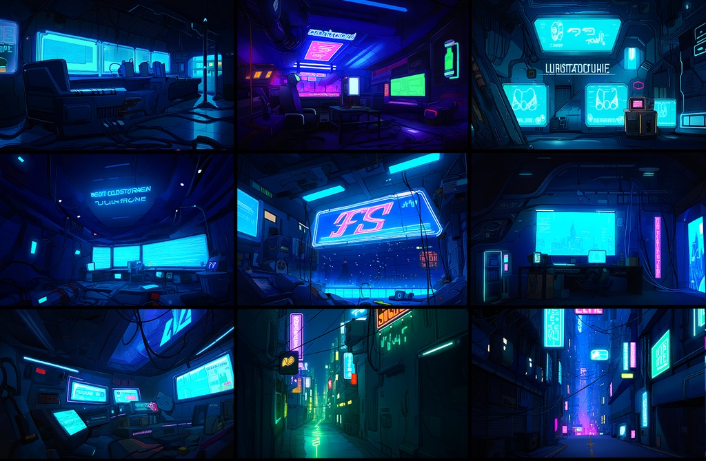 【著作権フリー背景素材集】ネオンシティ 70種