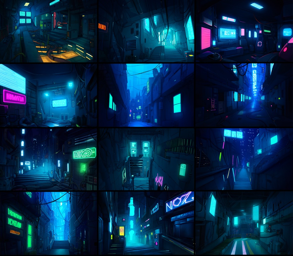 【著作権フリー背景素材集】ネオンシティ 70種