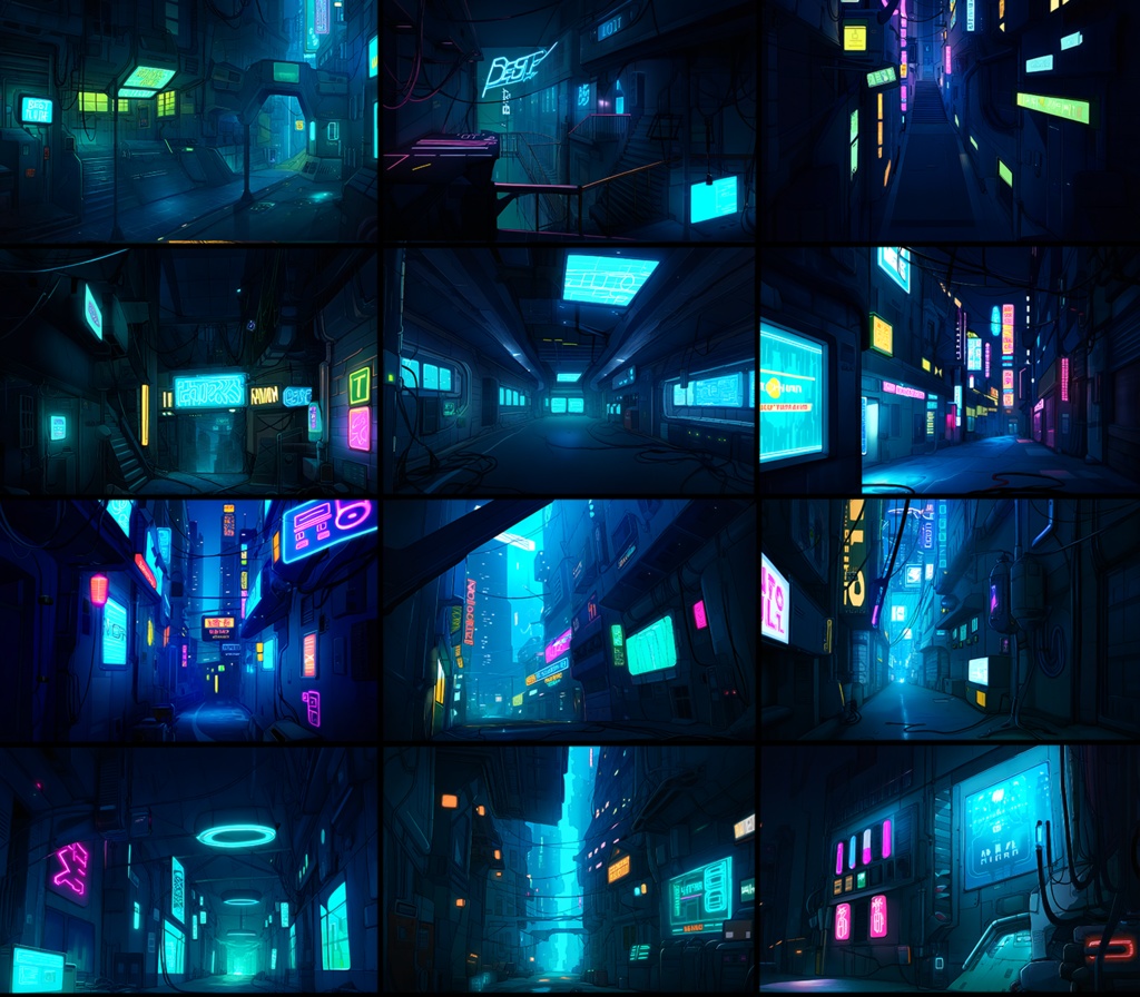 【著作権フリー背景素材集】ネオンシティ 70種