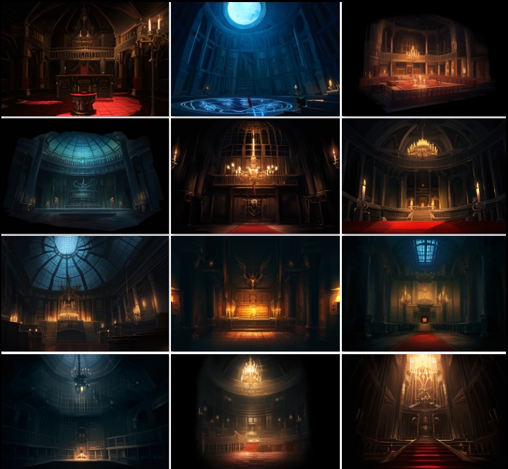 【著作権フリーファンタジー背景素材集】邪教の神殿70種