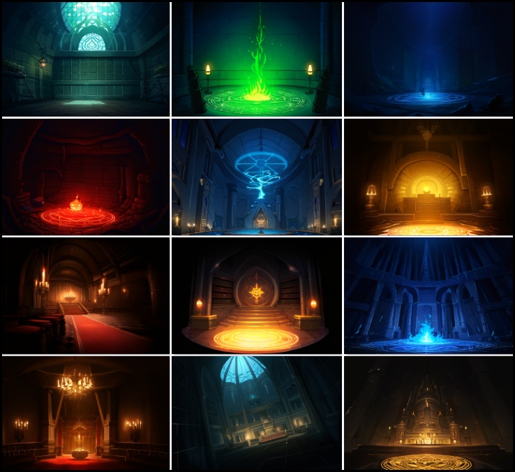 【著作権フリーファンタジー背景素材集】邪教の神殿70種