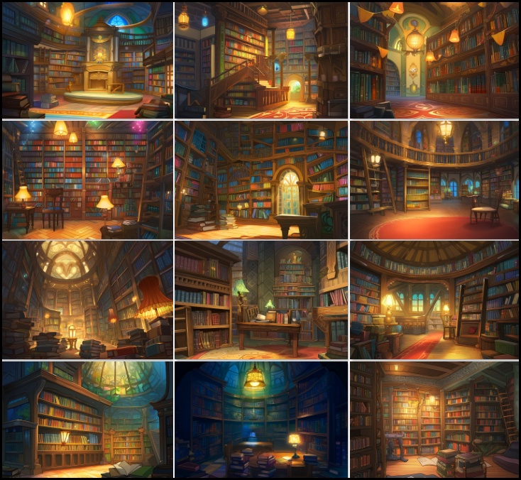 【著作権フリーファンタジー背景素材集】幻想図書館73種