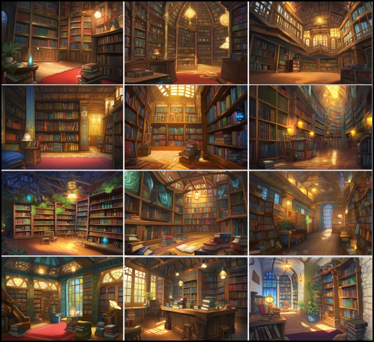 【著作権フリーファンタジー背景素材集】幻想図書館73種